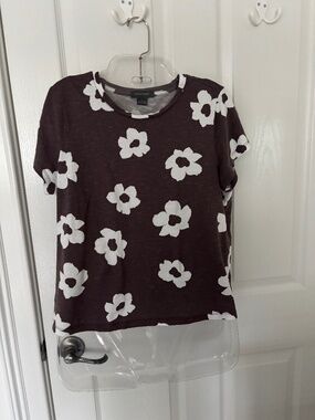 Sanctuary Large Brown and White Flower cotton T-shirt